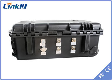 گیرنده تصویری چمدان COFDM تاکتیکی 4 کاناله IP65 با باتری و نمایشگر AES256 H.264 DC 12V