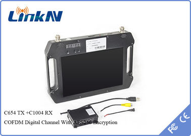 گیرنده ویدئو دستی پهپاد COFDM QPSK AES256 رمزگذاری FHD CVBS H.264 با صفحه نمایش باتری