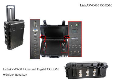 گیرنده COFDM HDMI CVBS H.264 با باتری و نمایشگر AES256 Encryption DC 12V