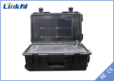 گیرنده تصویری COFDM تاکتیکی پلیس نظامی با باتری و صفحه نمایش AES256 رمزگذاری 4 کانال IP65