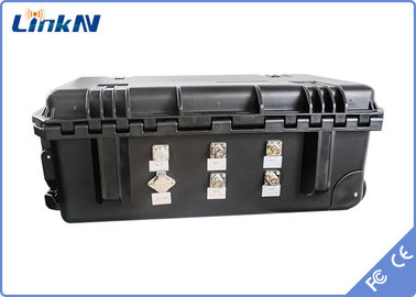 COFDM گیرنده ویدیویی چمدان 4 کانال IP65 با باتری و صفحه نمایش AES256 H.264 DC 12V