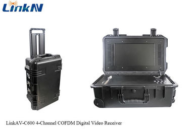 گیرنده ویدئویی COFDM با باتری و صفحه نمایش AES256 رمزگذاری 4 کانال IP65
